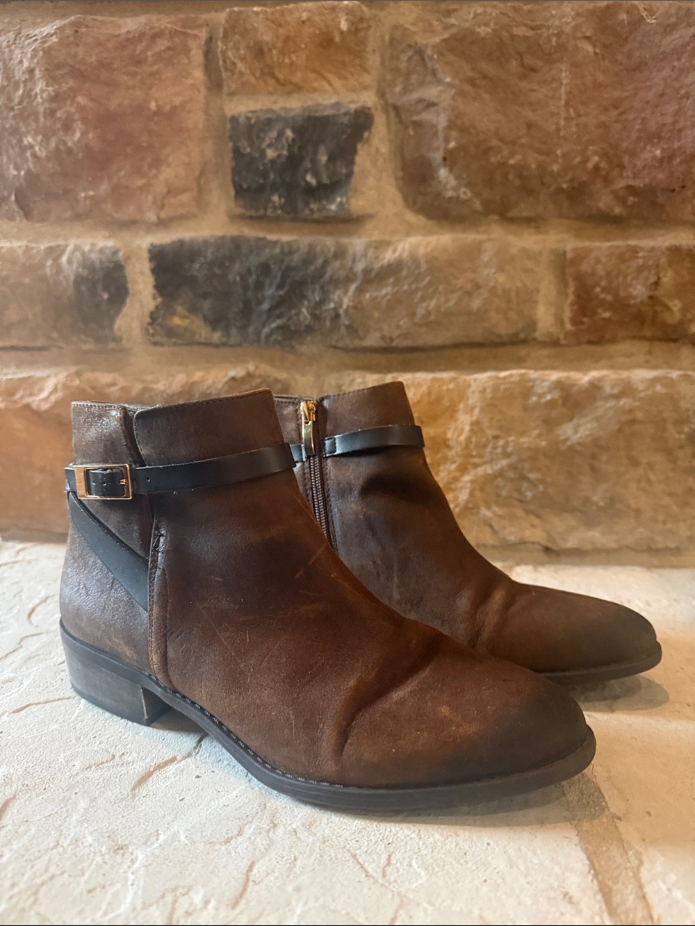Women’s Franco Sarto Brown Leather Ankle Boots